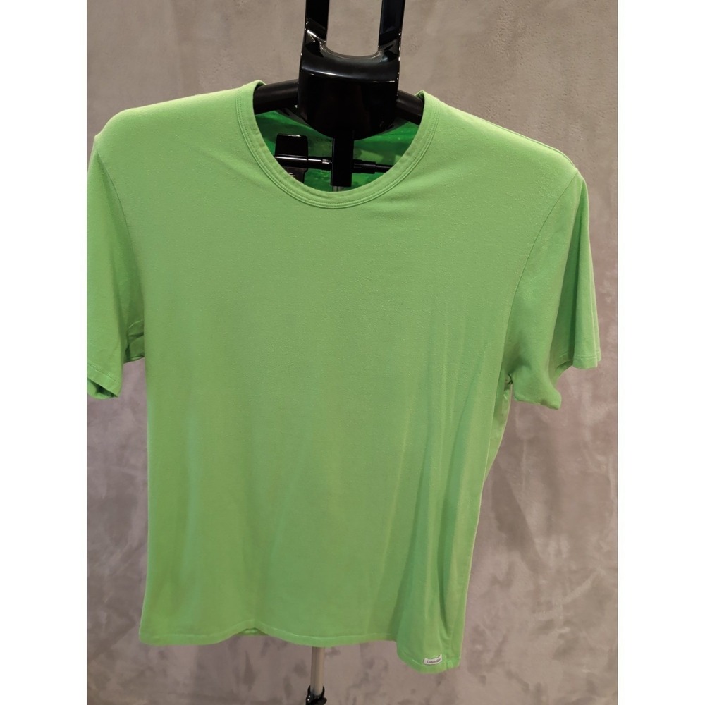 Calvin Klein Green T Shirt Mens L Crew Neck Short Sleeve Logo Basic Tee